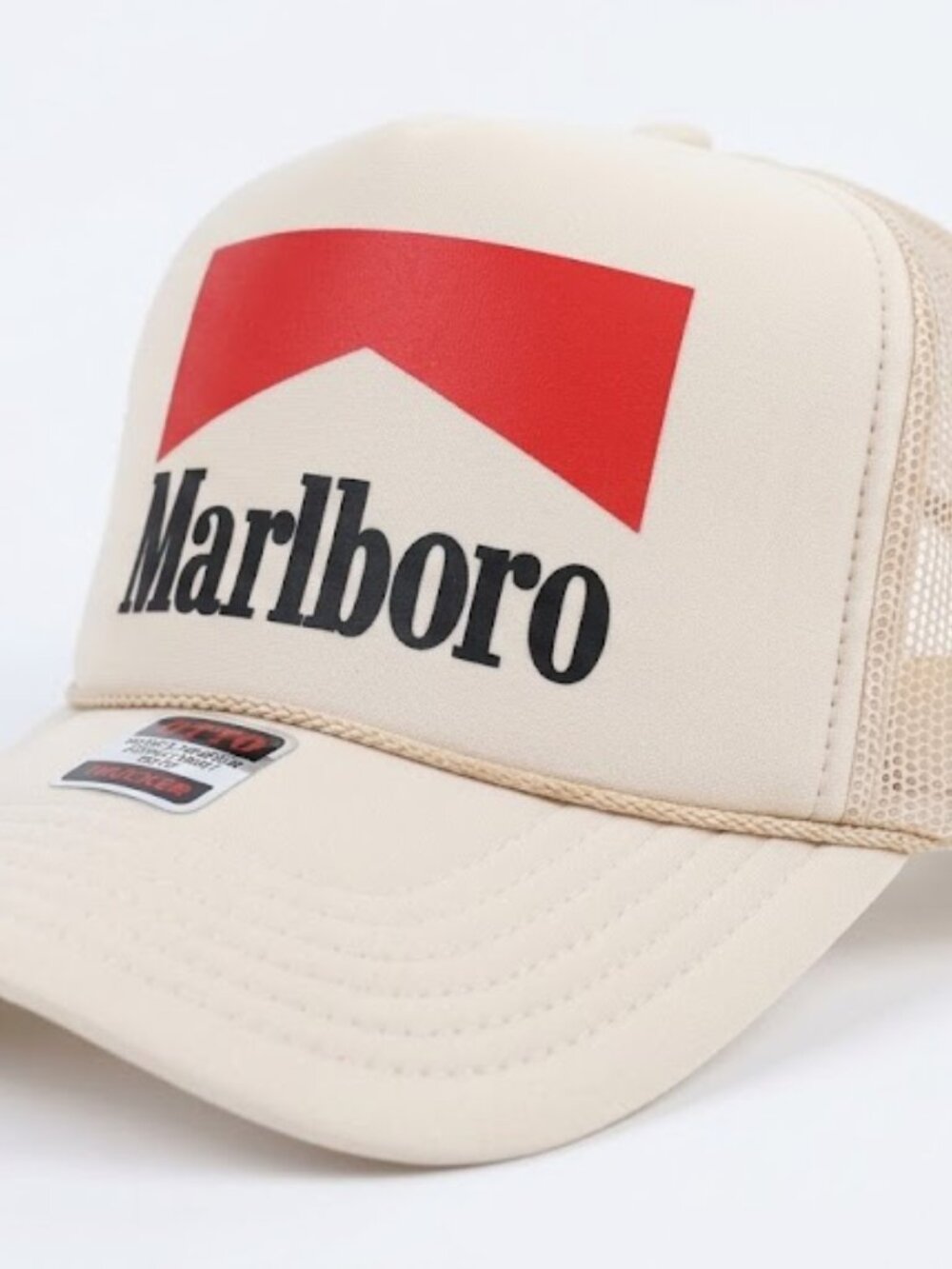 Vintage-Inspired Marlboro Hat Red Chevron Graphic OTTO Off White Foam Rope Cap